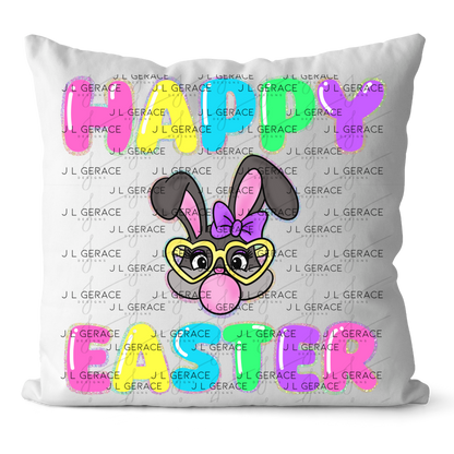 Happy Easter Bunny Bubblegum Rainbow Glitter Letters Clipart Sublimation PNG