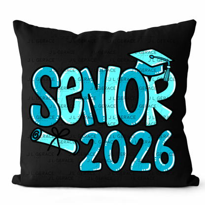 Senior 2026 PNG – Turquoise Graduation Cap and Diploma Design