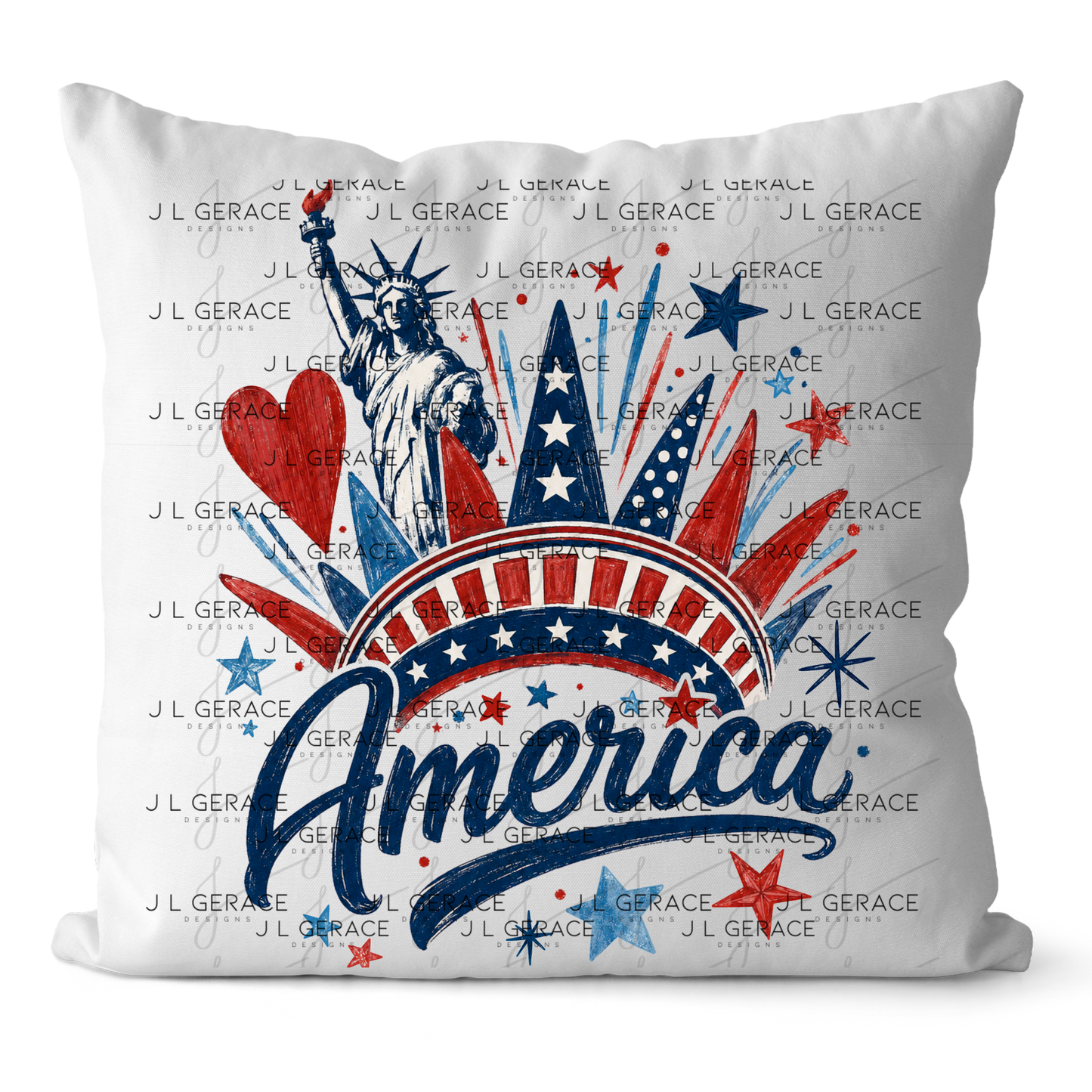 America Statue Liberty Fireworks Patriotic PNG Design