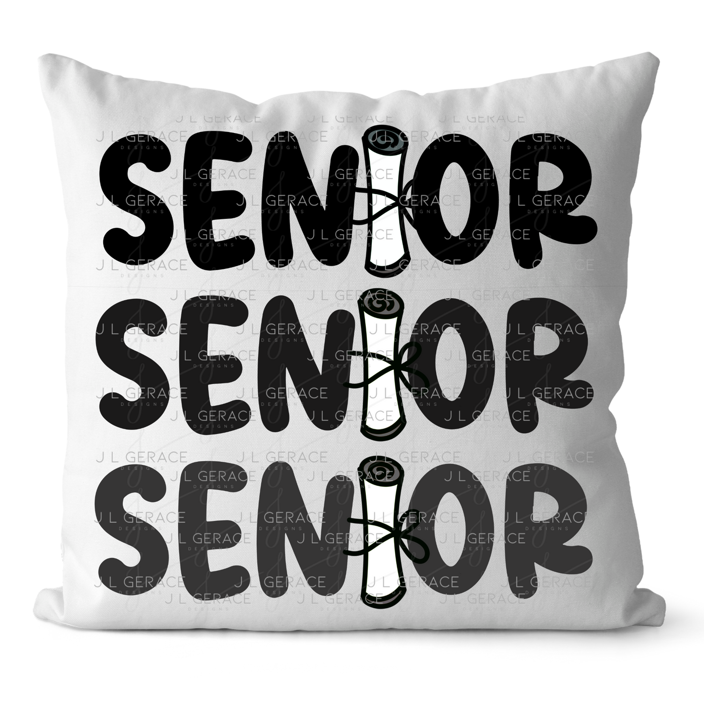 Senior PNG – Black Diploma Letter Graduation Design
