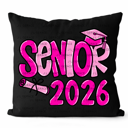 Senior 2026 PNG – Hot Pink Graduation Cap and Diploma Design