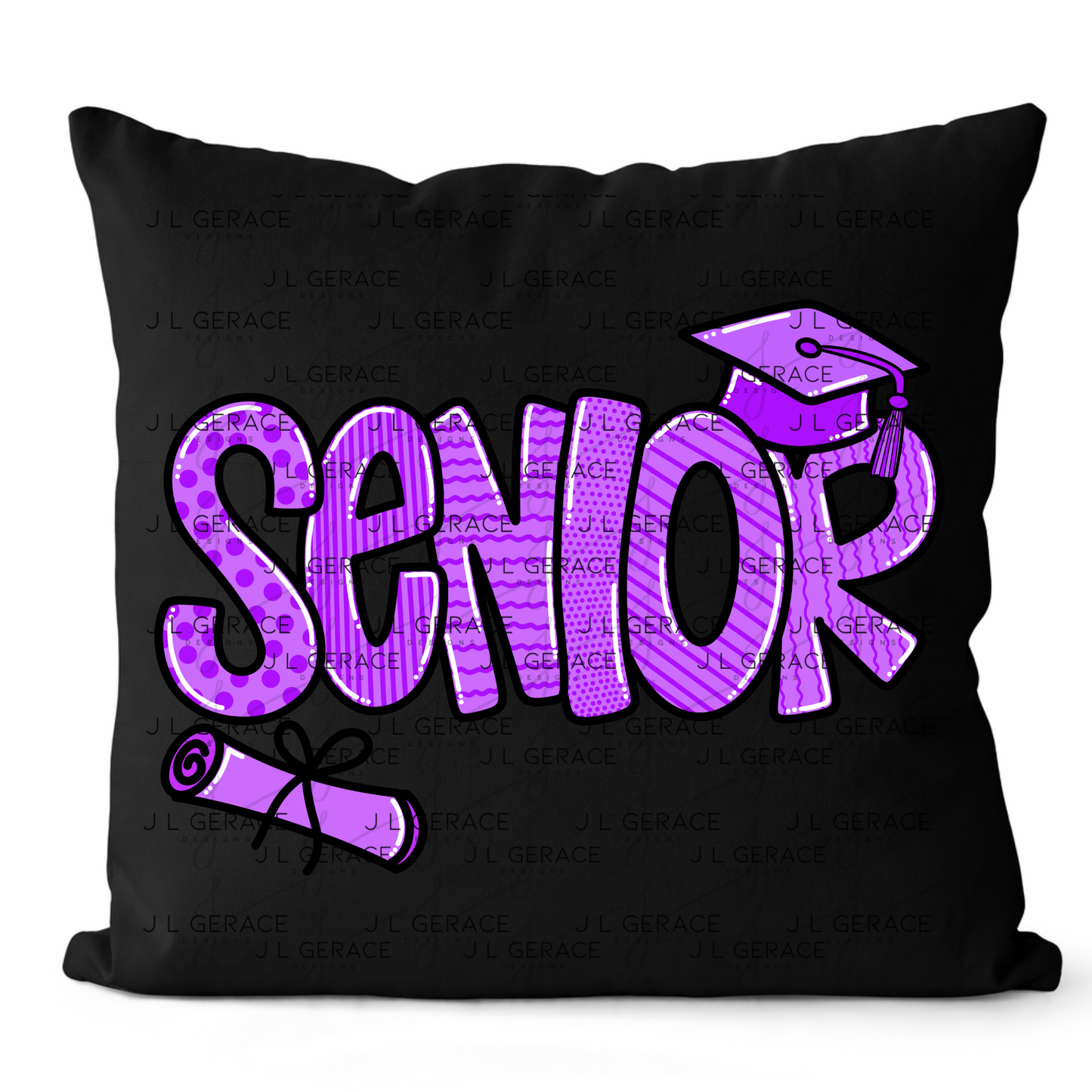 Senior PNG – Purple Pattern Graduation Sublimation Design
