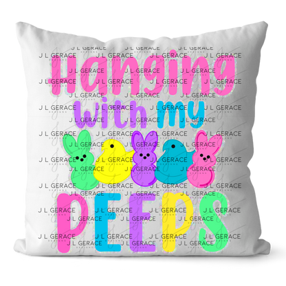 Hanging With My Peeps Clipart Sublimation PNG Glitter Easter Bunny Chick Design
