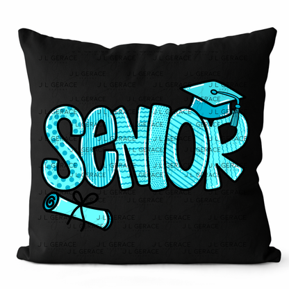 Senior PNG – Teal Pattern Graduation Sublimation Design