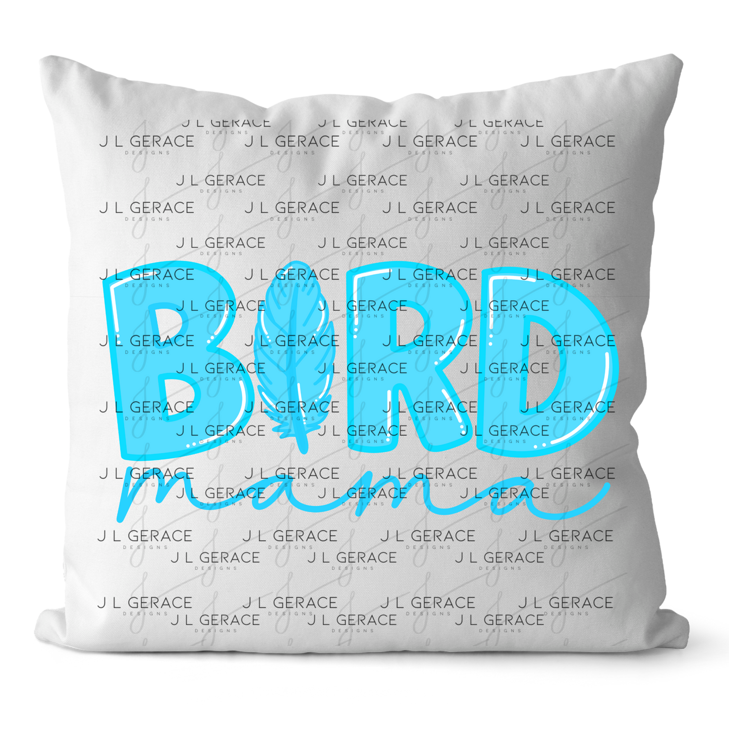 Bird Mama PNG – Blue Feather Design with Feather Letter