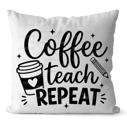 Coffee Teach Repeat Teacher PNG Bundle Digital Download (2 Colors)