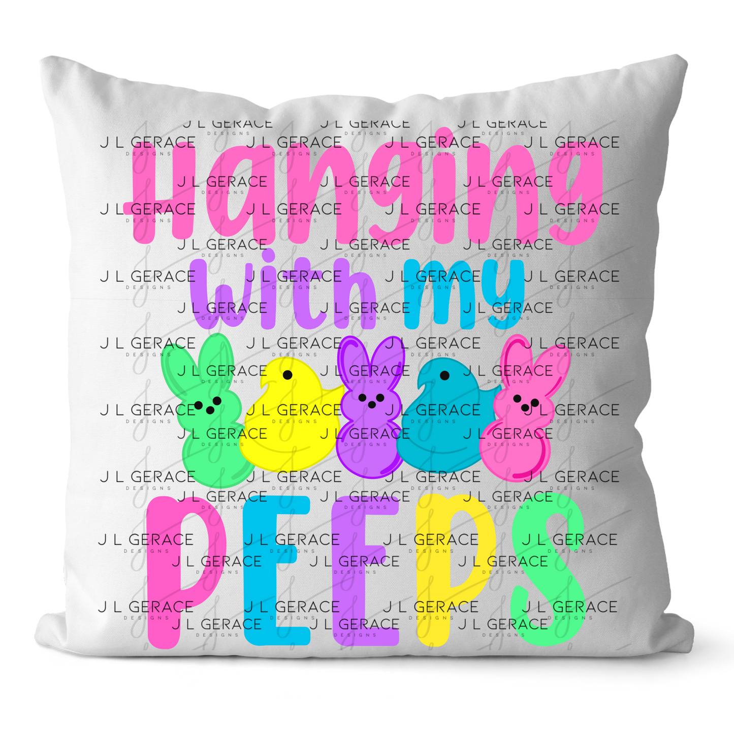 Hanging With My Peeps Clipart Sublimation PNG Easter Bunny Chick Design
