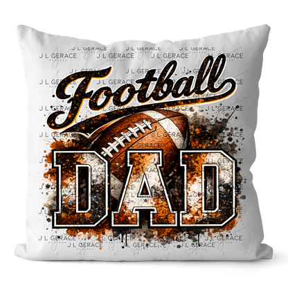 Football Dad PNG – Orange Black Paint Splatter Sports Design with Football