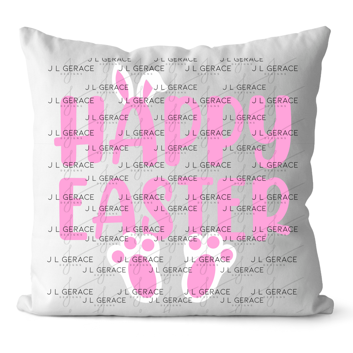 Happy Easter Bunny Ears and Feet Pink PNG