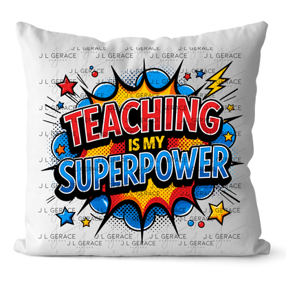Teaching Is My Superpower - Red Blue Yellow PNG Digital Download