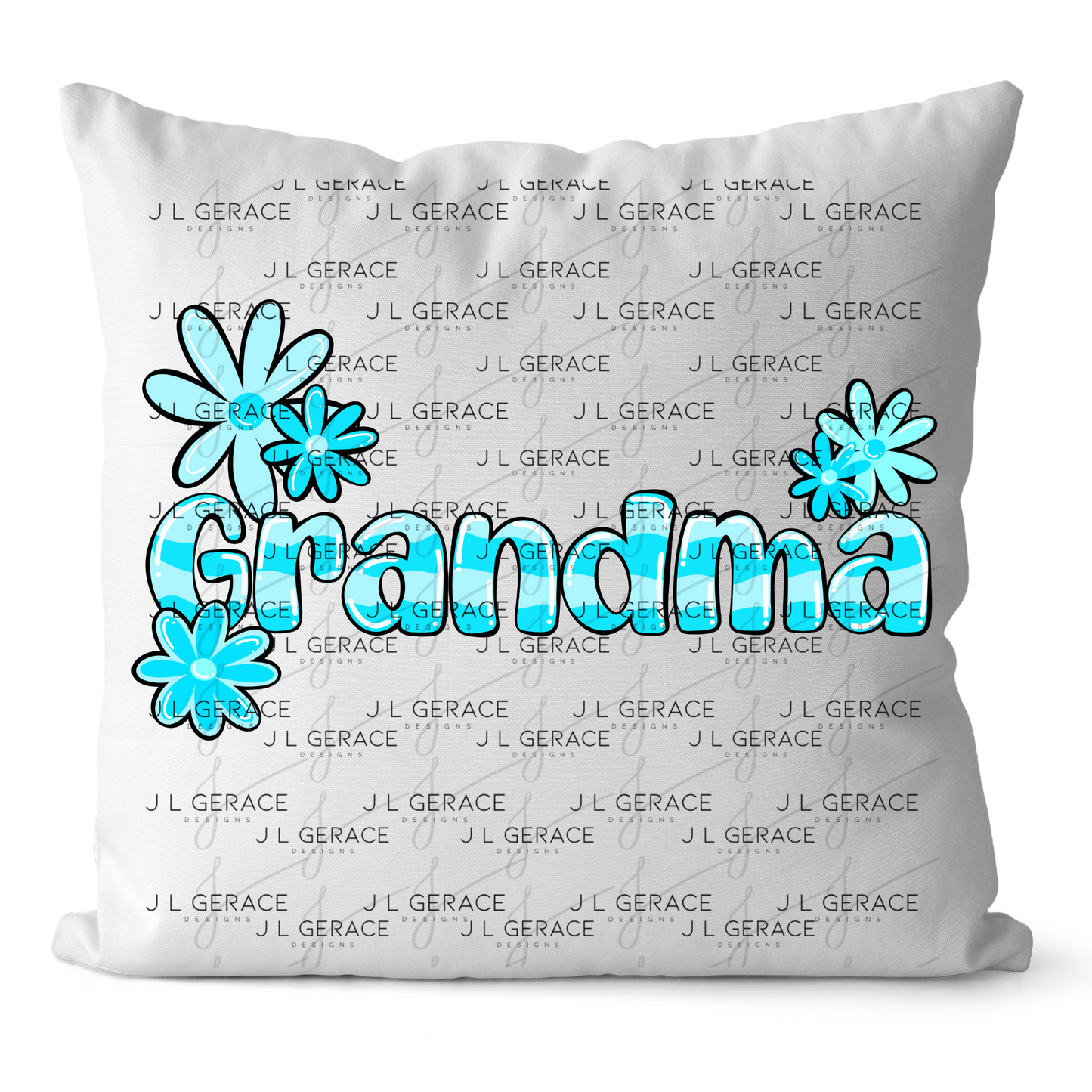 Grandma PNG – Blue Floral Name Sublimation Design