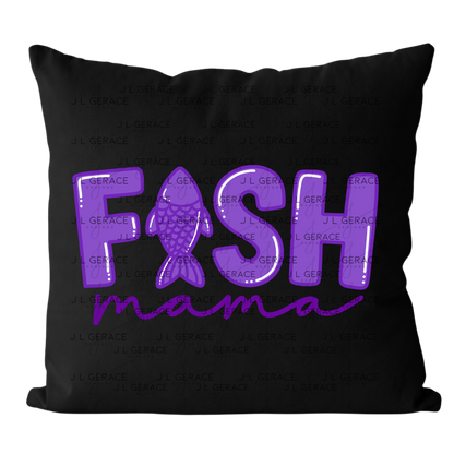 Fish Mama PNG – Purple Fishing Design with Fish Silhouette Letter