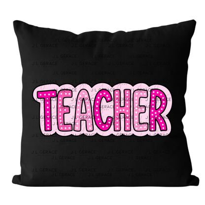 Teacher Dot Lettering Pink PNG Digital Download