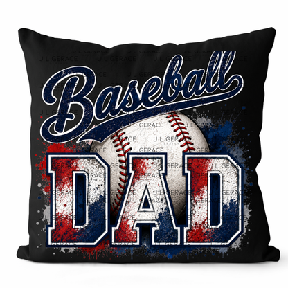 Baseball Dad PNG – Red White Blue Paint Splatter Design with Ball