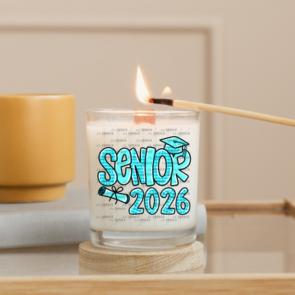 Senior 2026 PNG – Aqua Plaid Graduation Cap and Diploma Design