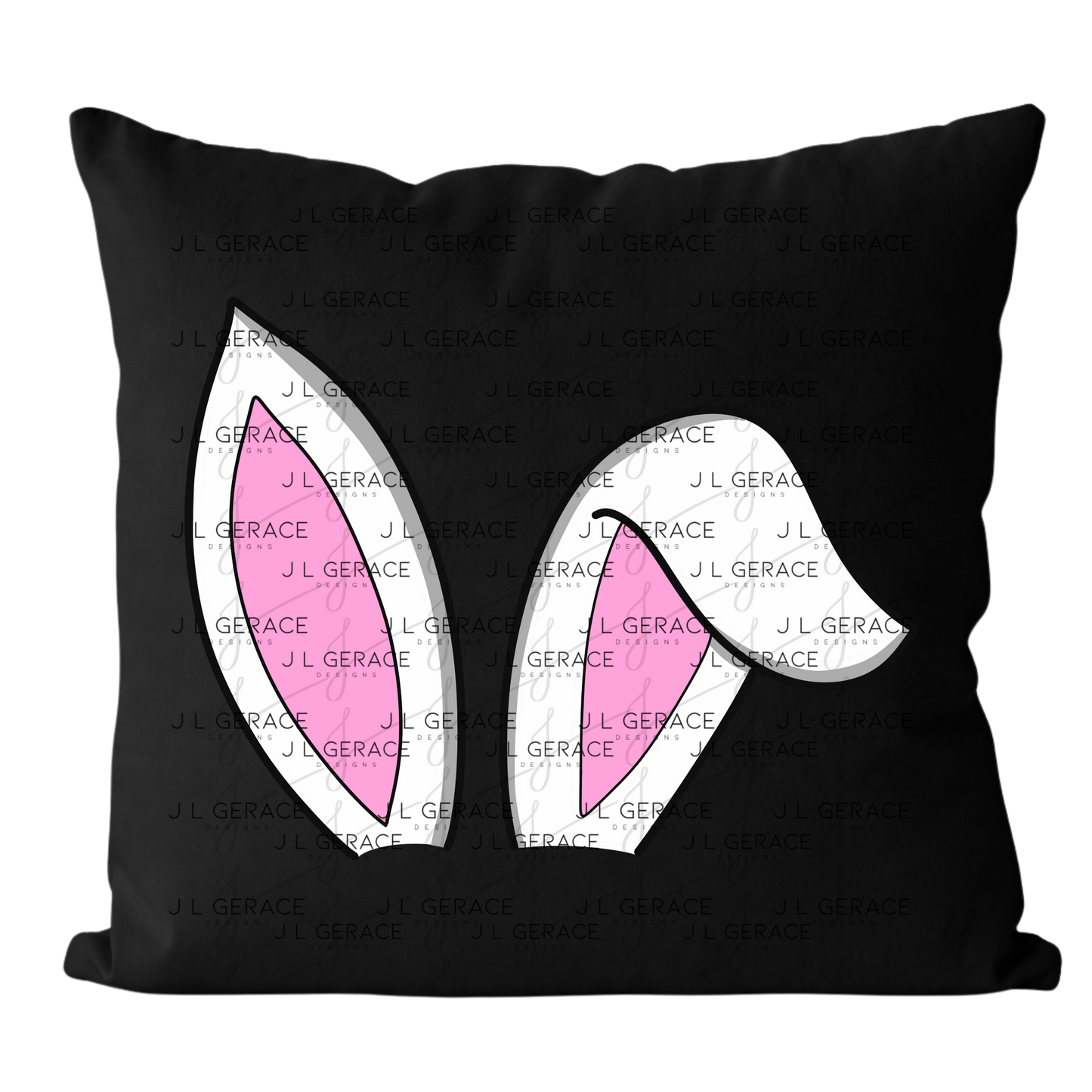 White Easter Bunny Ears Black Outline PNG