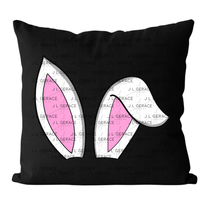 White Easter Bunny Ears Black Outline PNG