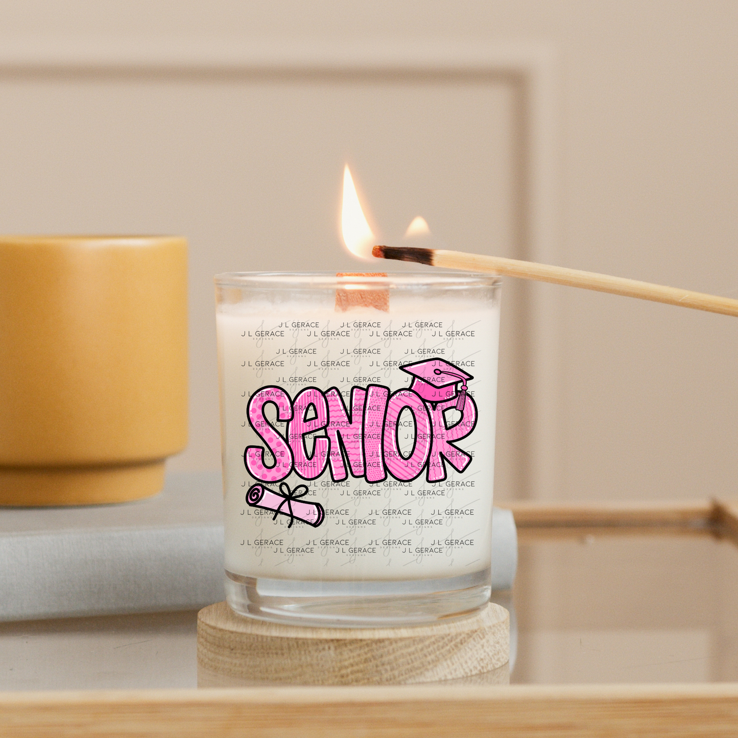 Senior PNG – Pink Pattern Graduation Sublimation Design