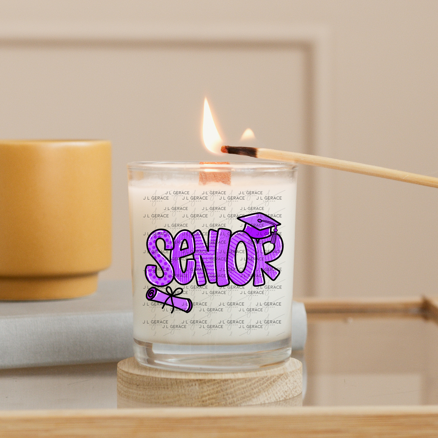 Senior PNG – Purple Pattern Graduation Sublimation Design