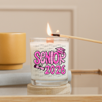 Senior 2026 PNG – Pink Gingham Graduation Cap and Diploma Design