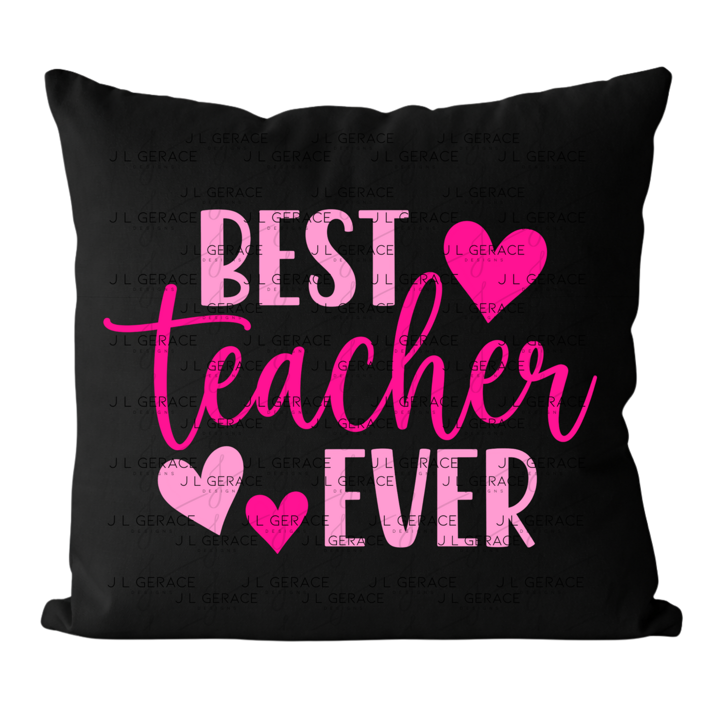 Best Teacher Ever Hearts Pink PNG