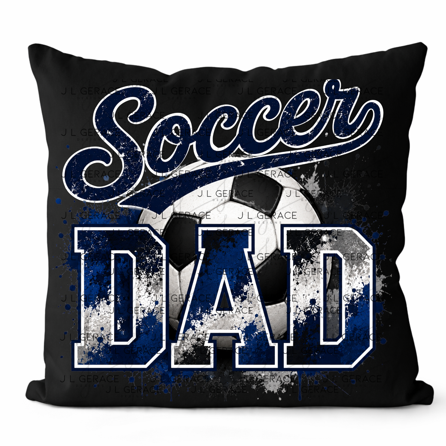 Soccer Dad PNG – Blue Black Paint Splatter Sports Design with Soccer Ball