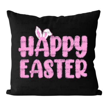 Happy Easter Bunny Ears Pink Chunky Glitter Outline PNG