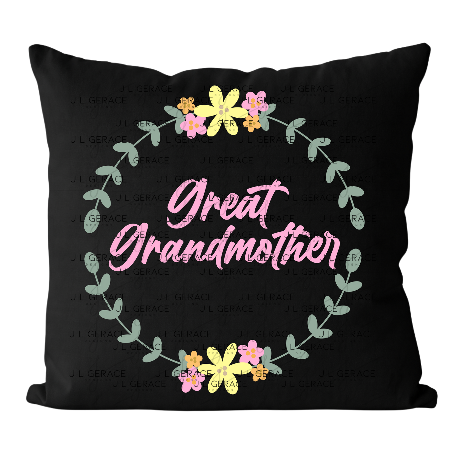Great Grandmother PNG – Floral Wreath Script Sublimation Design