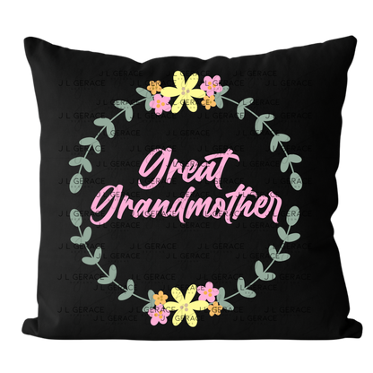 Great Grandmother PNG – Floral Wreath Script Sublimation Design