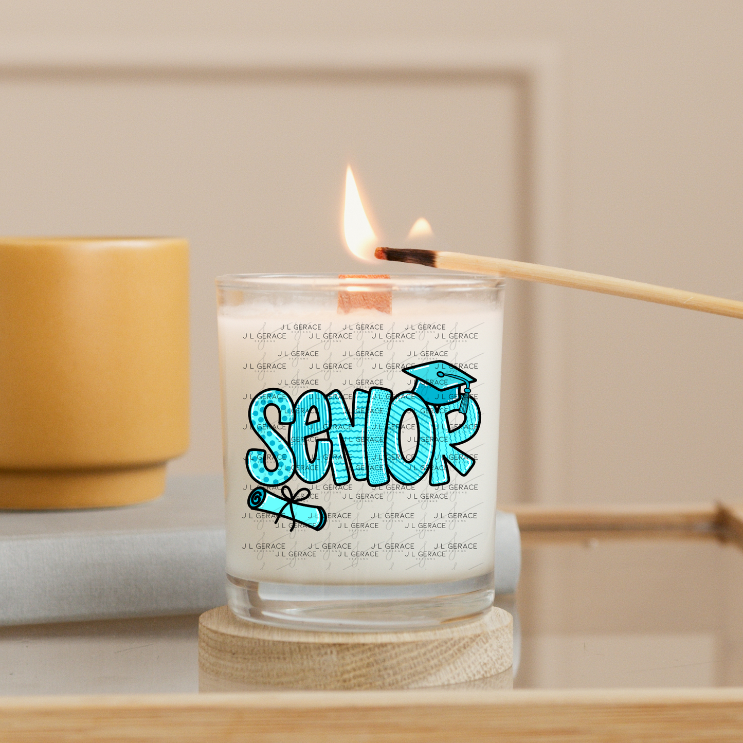 Senior PNG – Teal Pattern Graduation Sublimation Design