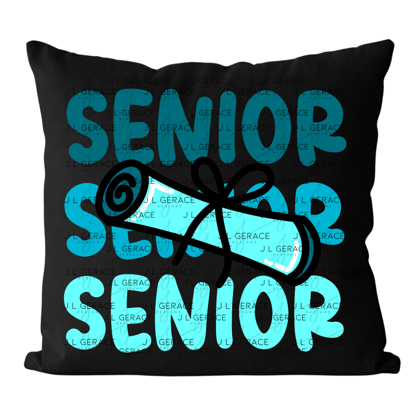 Senior PNG – Teal Diploma Graduation Lettering Design