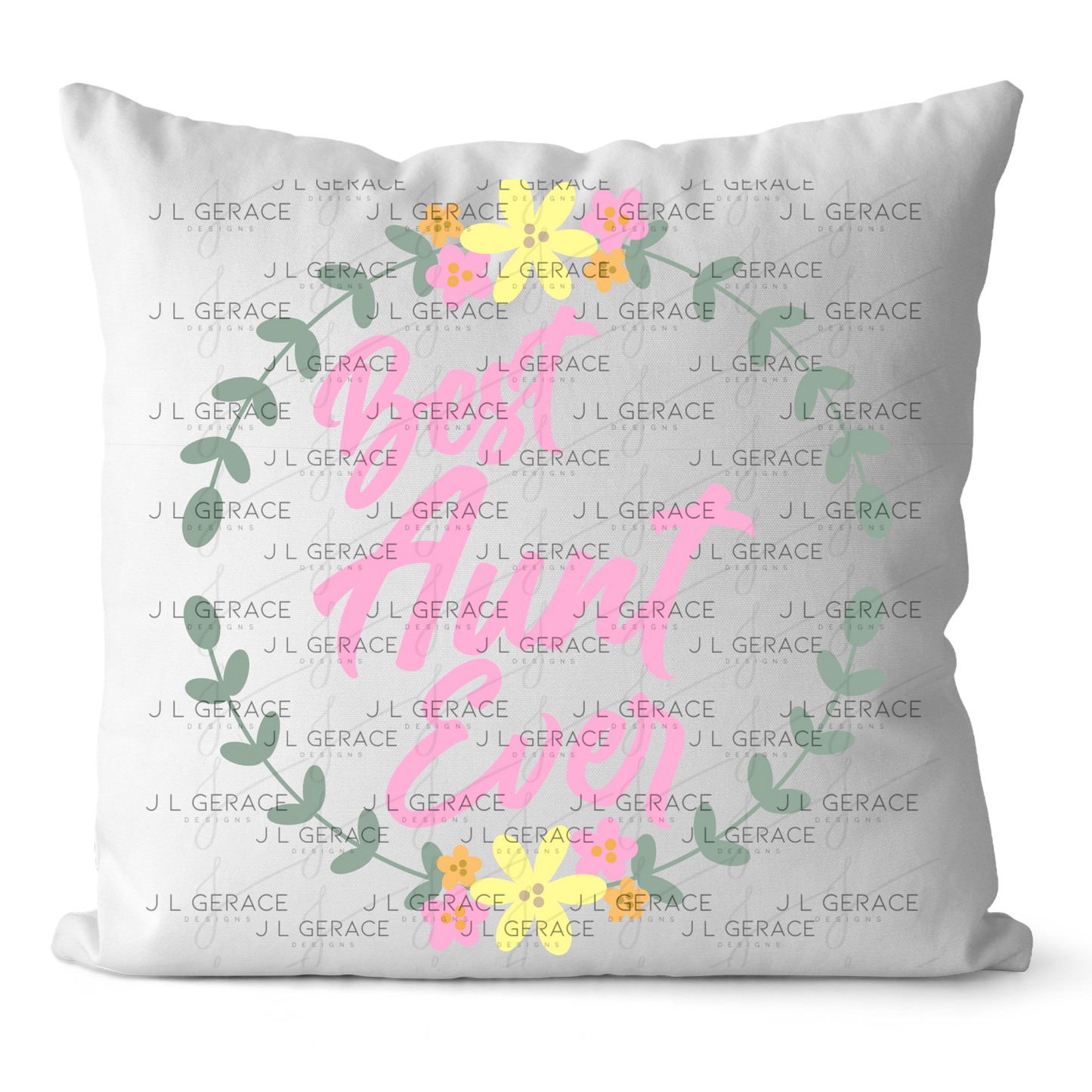 Best Aunt Ever PNG – Floral Wreath Script Sublimation Design
