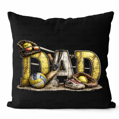 Dad PNG – Softball Multi-Sport Design with Bat Glove Volleyball and Gear