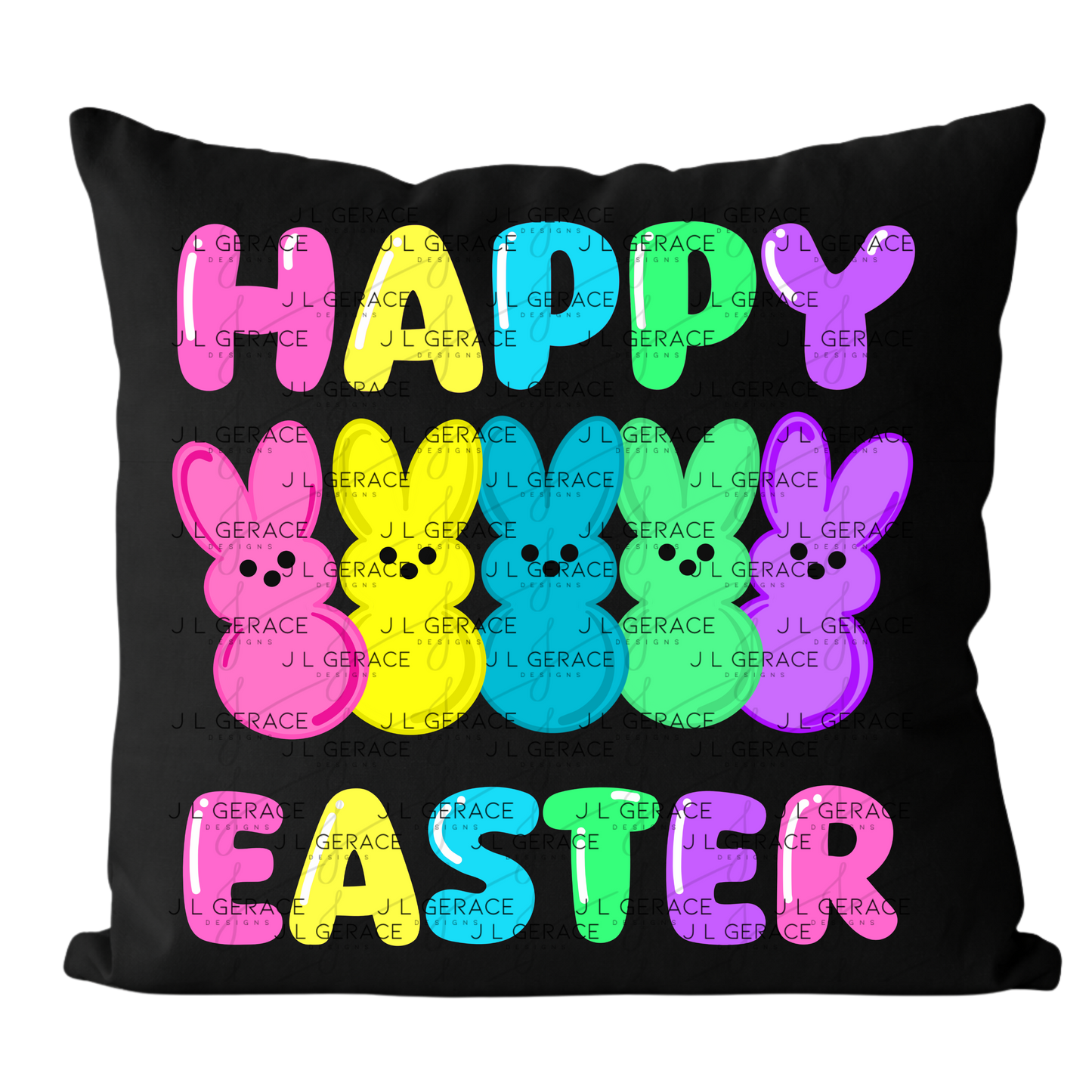 Happy Easter Bunny Clipart Sublimation PNG Peeps Bunny Colorful Design