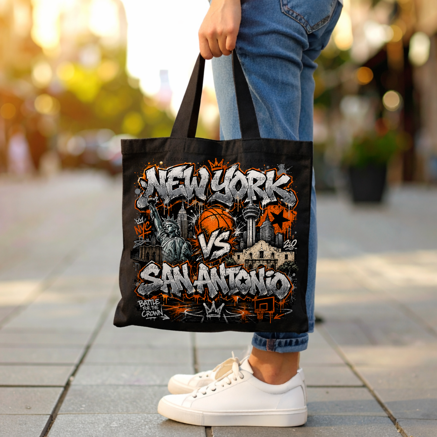 New York vs San Antonio PNG Graffiti Basketball Championship Sublimation Design