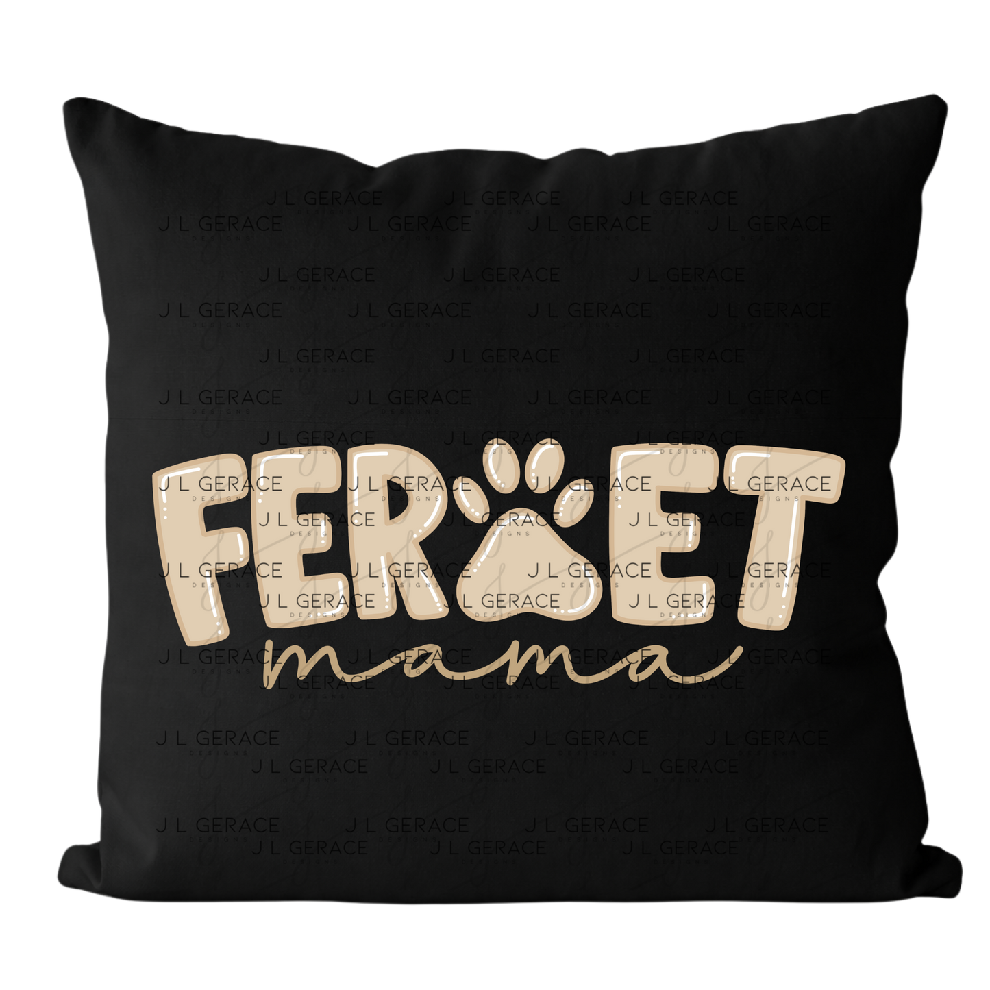 Ferret Mama PNG – Neutral Tan Paw Print Design for Pet Lovers