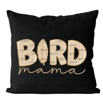 Bird Mama PNG – Neutral Tan Feather Design with Feather Letter