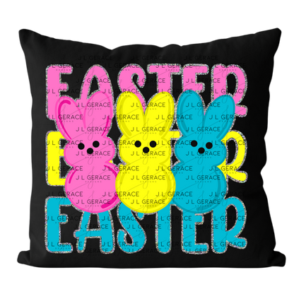 EASTER EASTER EASTER Bunnies Pink - Yellow - Blue Chunky Glitter Outline PNG