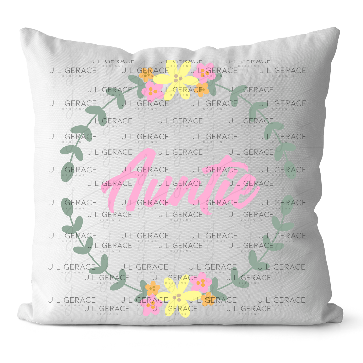 Auntie PNG – Floral Wreath Script Sublimation Design