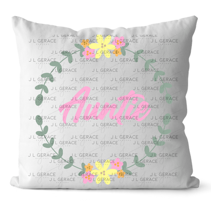 Auntie PNG – Floral Wreath Script Sublimation Design