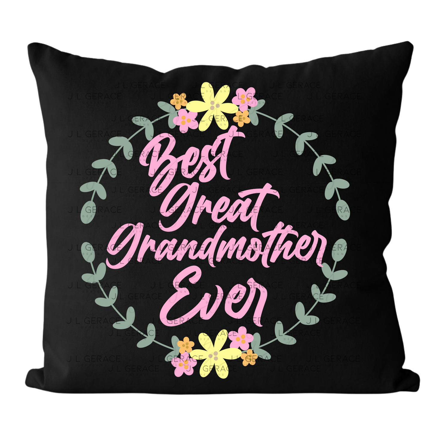 Best Great Grandmother Ever PNG – Floral Wreath Script Sublimation Design