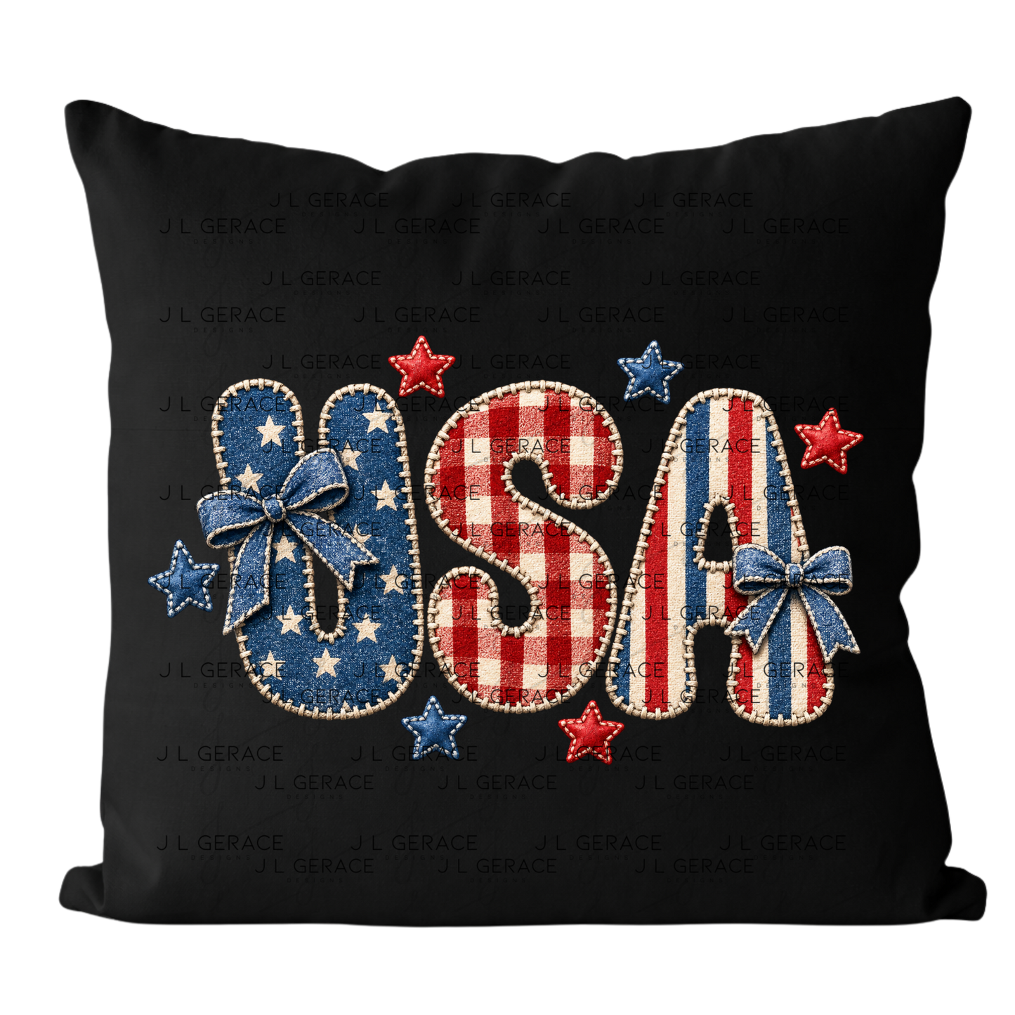 USA Chenille Stars Bows PNG Design