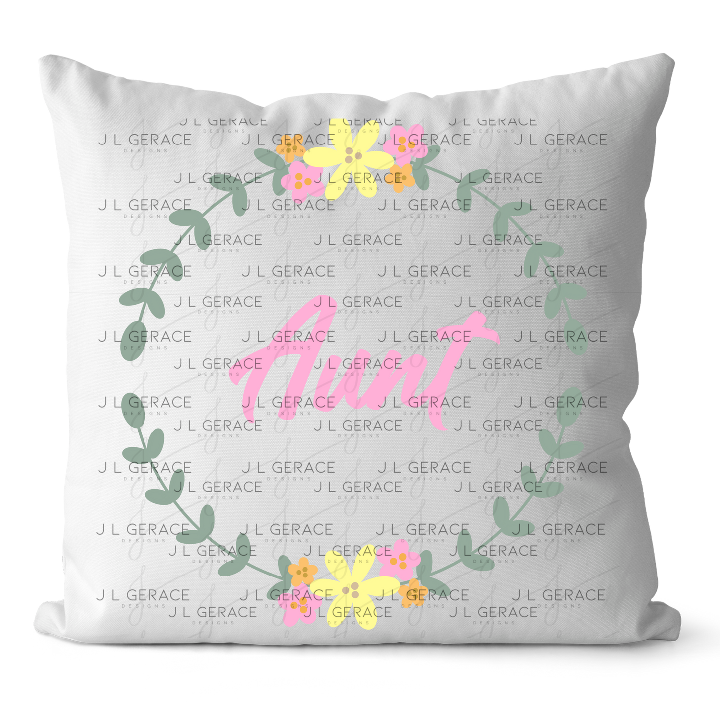 Aunt PNG – Floral Wreath Script Sublimation Design
