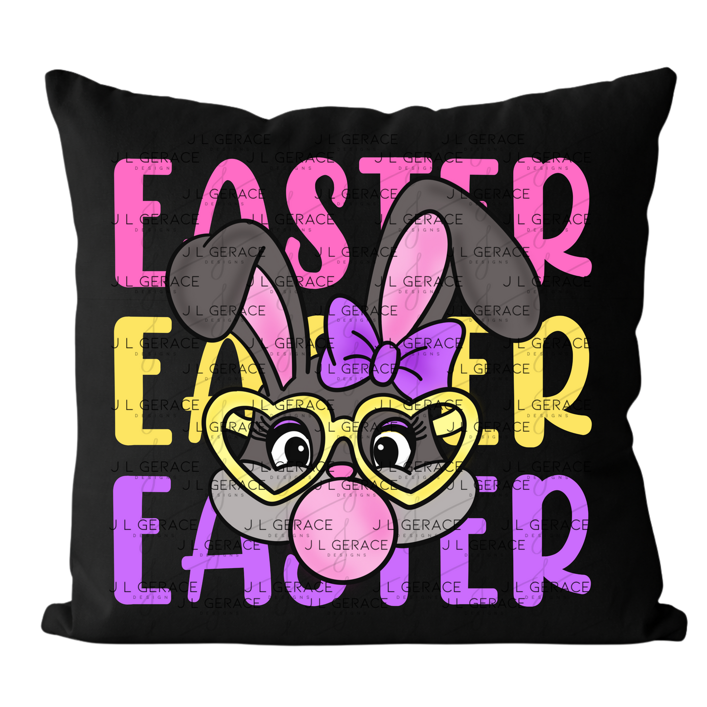 EASTER EASTER EASTER Bunny with Glasses Pink - Yellow - Purple PNG