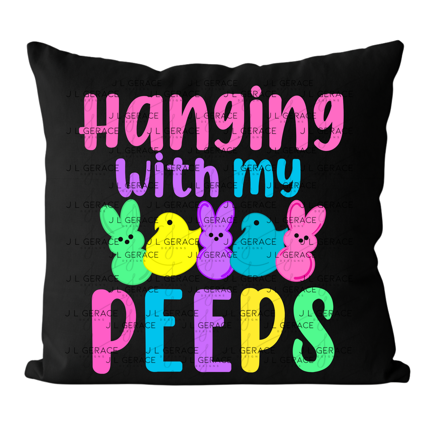 Hanging With My Peeps Clipart Sublimation PNG Easter Bunny Chick Design