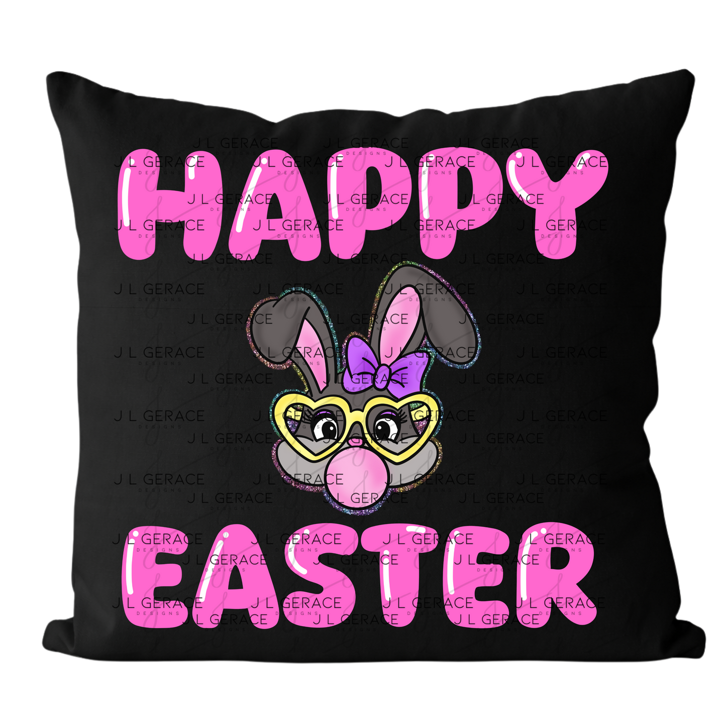 Happy Easter Bunny Bubblegum Rainbow Glitter Clipart Sublimation PNG