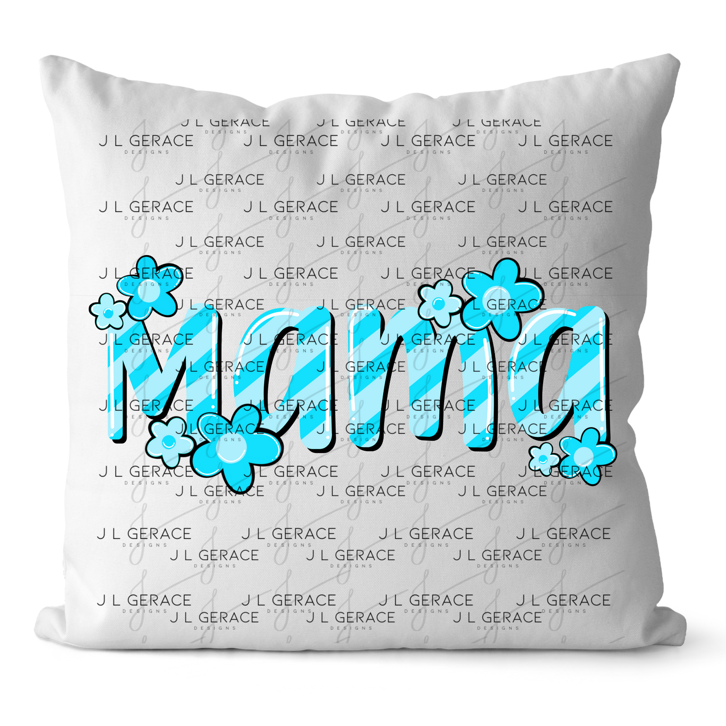 Mama Daisy Floral Blue PNG Design