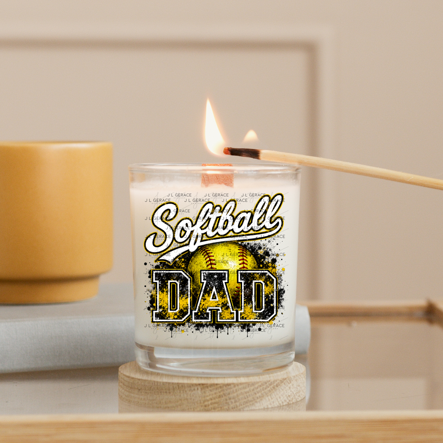Softball Dad PNG – Yellow Black Paint Splatter Sports Design with Softball
