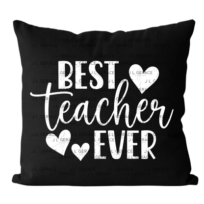 Best Teacher Ever Hearts Black and White PNG