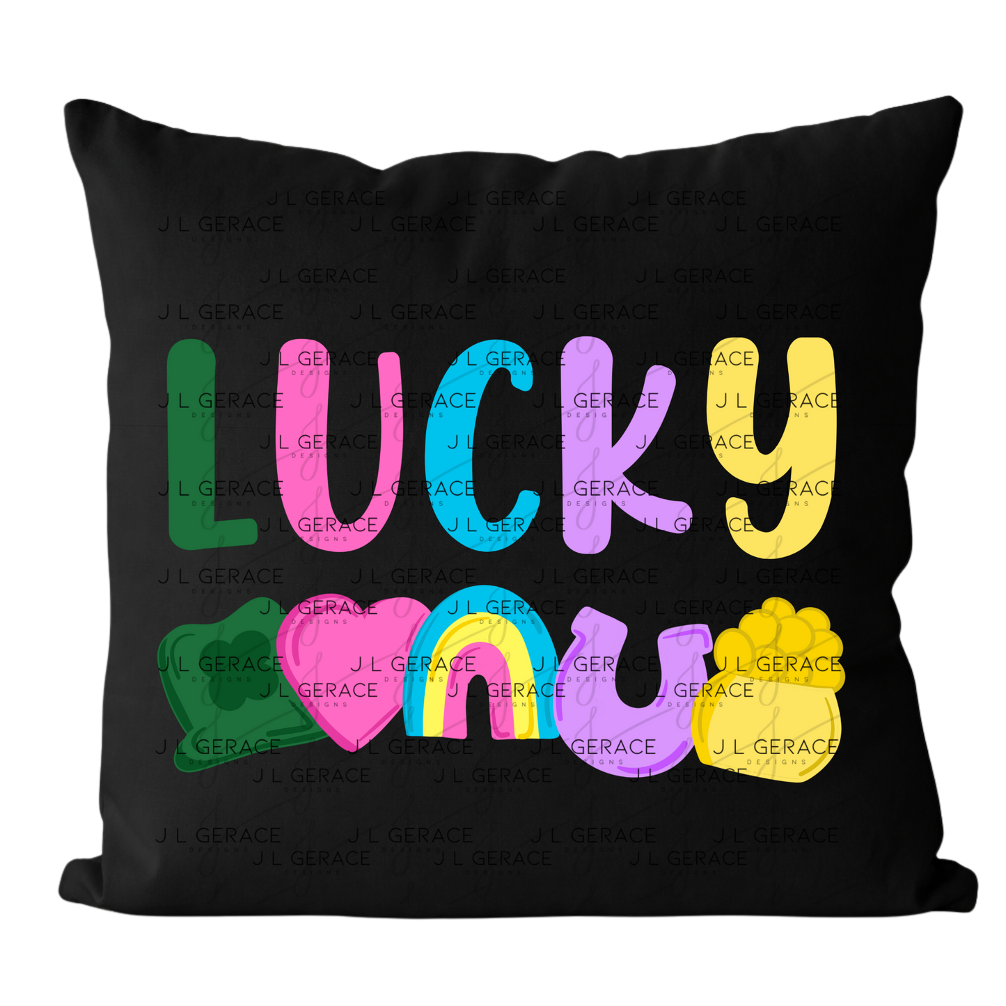 Lucky PNG, St Patrick Shirt Design, Rainbow Shamrock Sublimation PNG Download